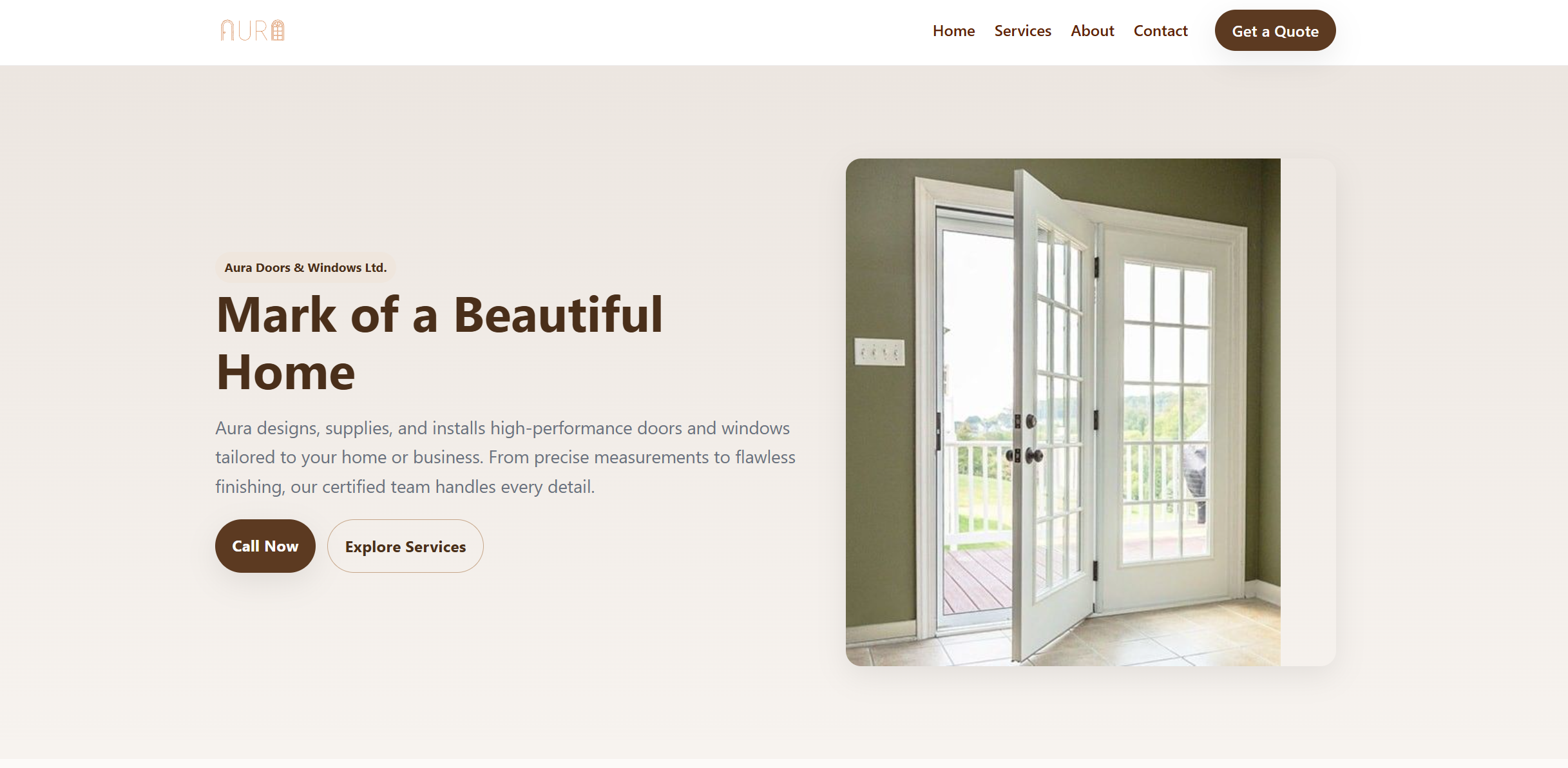 Aura Doors landing page